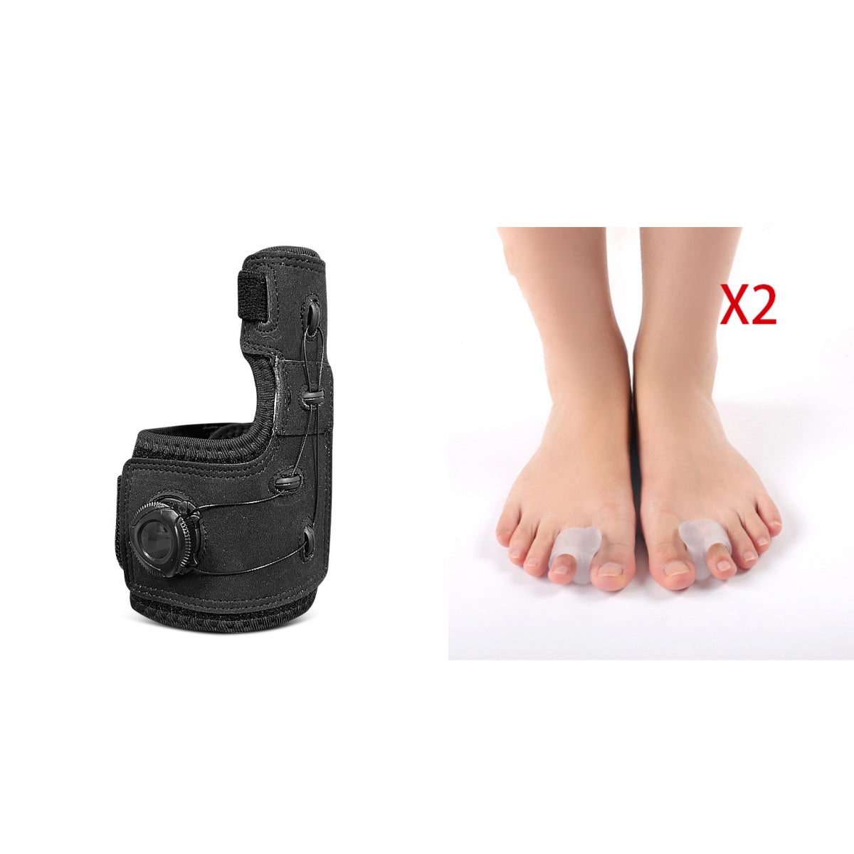 Adjustable Bunion Valgus Corrector Rotatable Toe Valgus Big Toe Straightener Joint Support Bunion Splint - Black Left Set