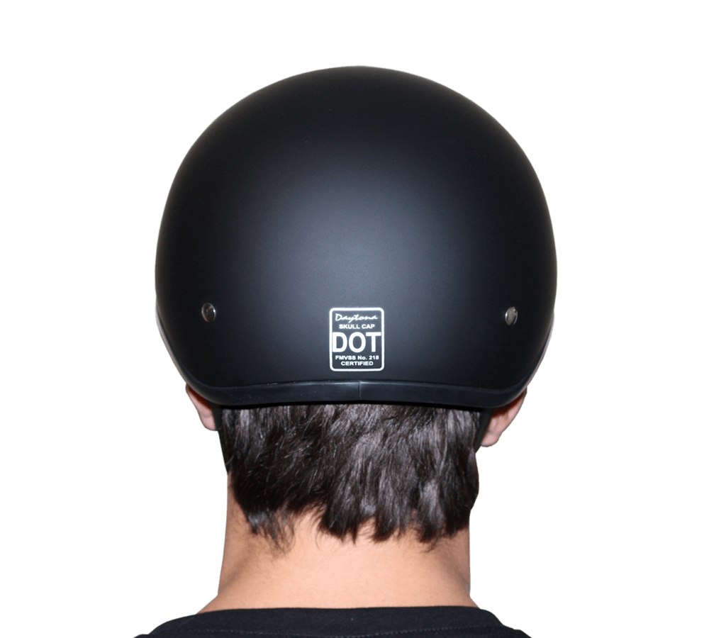 DOT Approved Daytona Skull Cap Half Shell Motorcycle Helmet - Beanie Style for Motorcycles, Cruisers, Scooters, and Mopeds - Silver Metallic