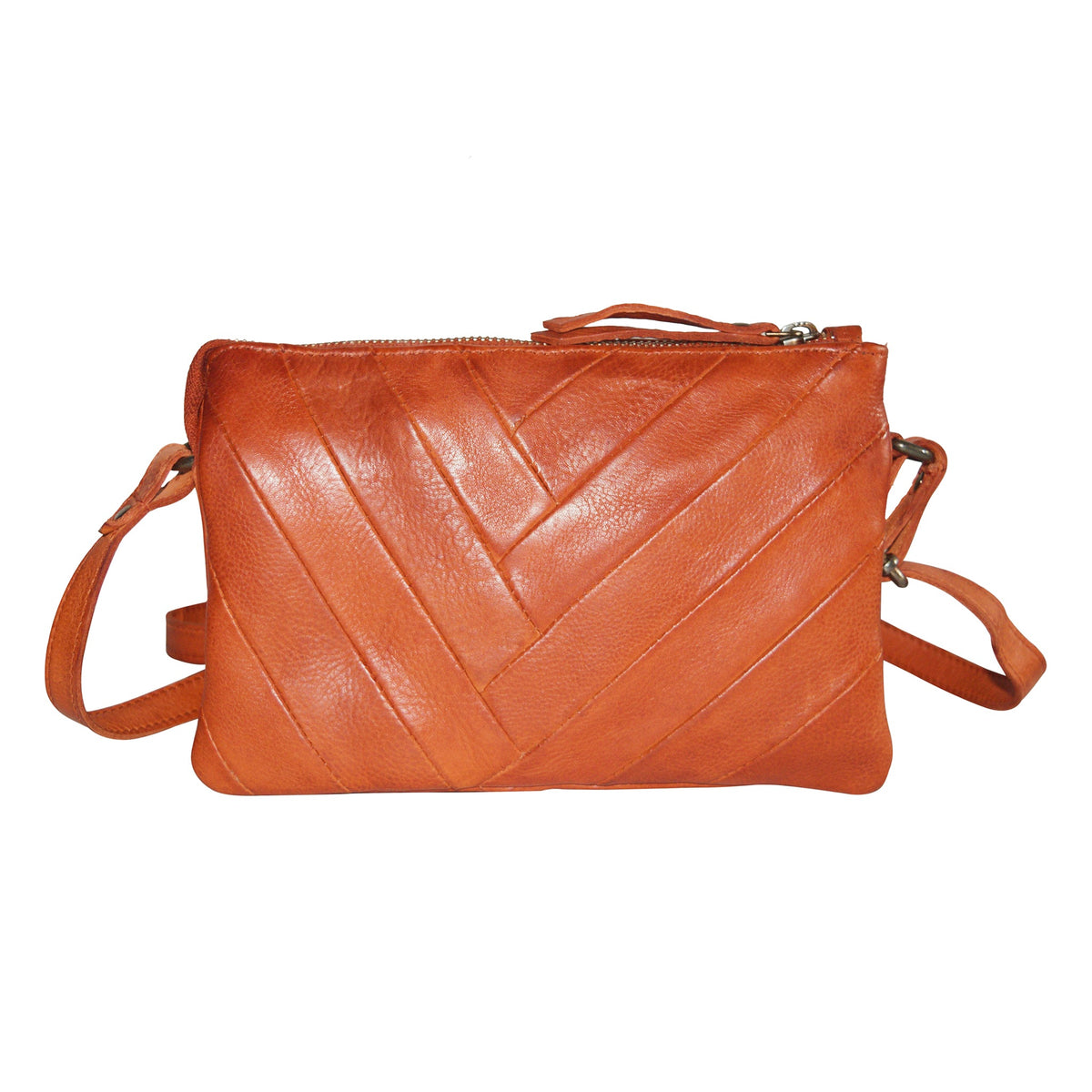 Sunny Leather Crossbody Bag - Orange