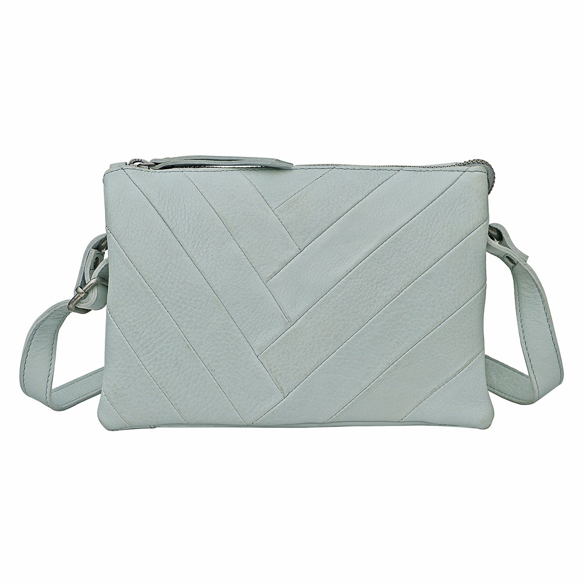 Sunny Leather Crossbody Bag - Sky Blue