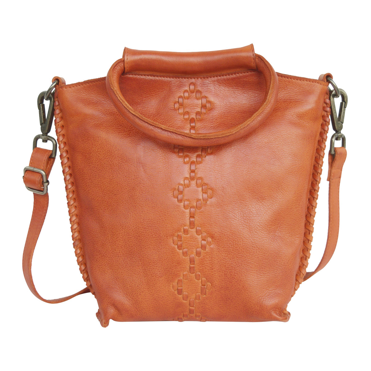 Milano Leather Crossbody Bag - Orange