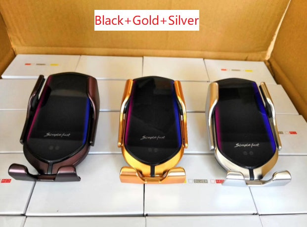 Car Wireless Charger Phone Holder - Black+Gold+Silver