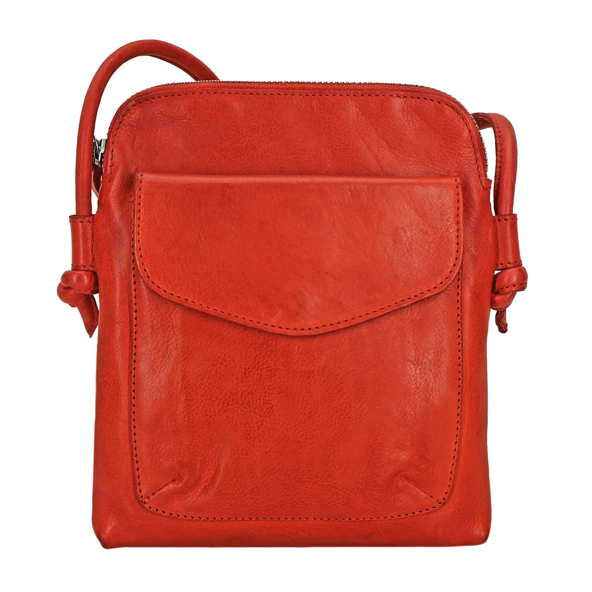 Ezra Leather Crossbody Bag - Red