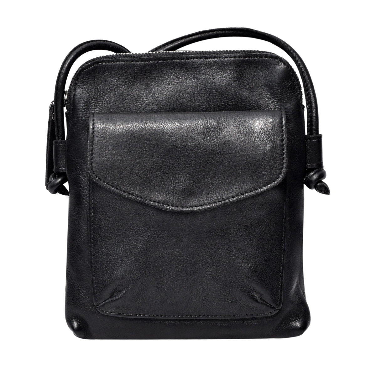 Ezra Leather Crossbody Bag - Black