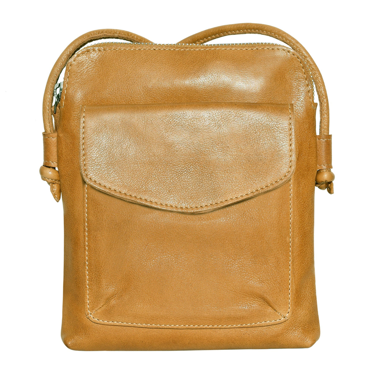 Ezra Leather Crossbody Bag - Camel