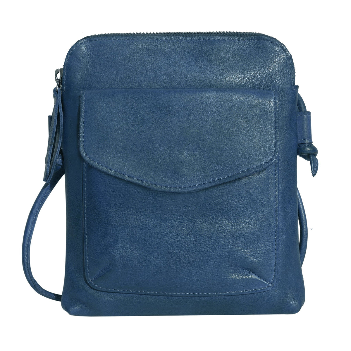 Ezra Leather Crossbody Bag - Denim