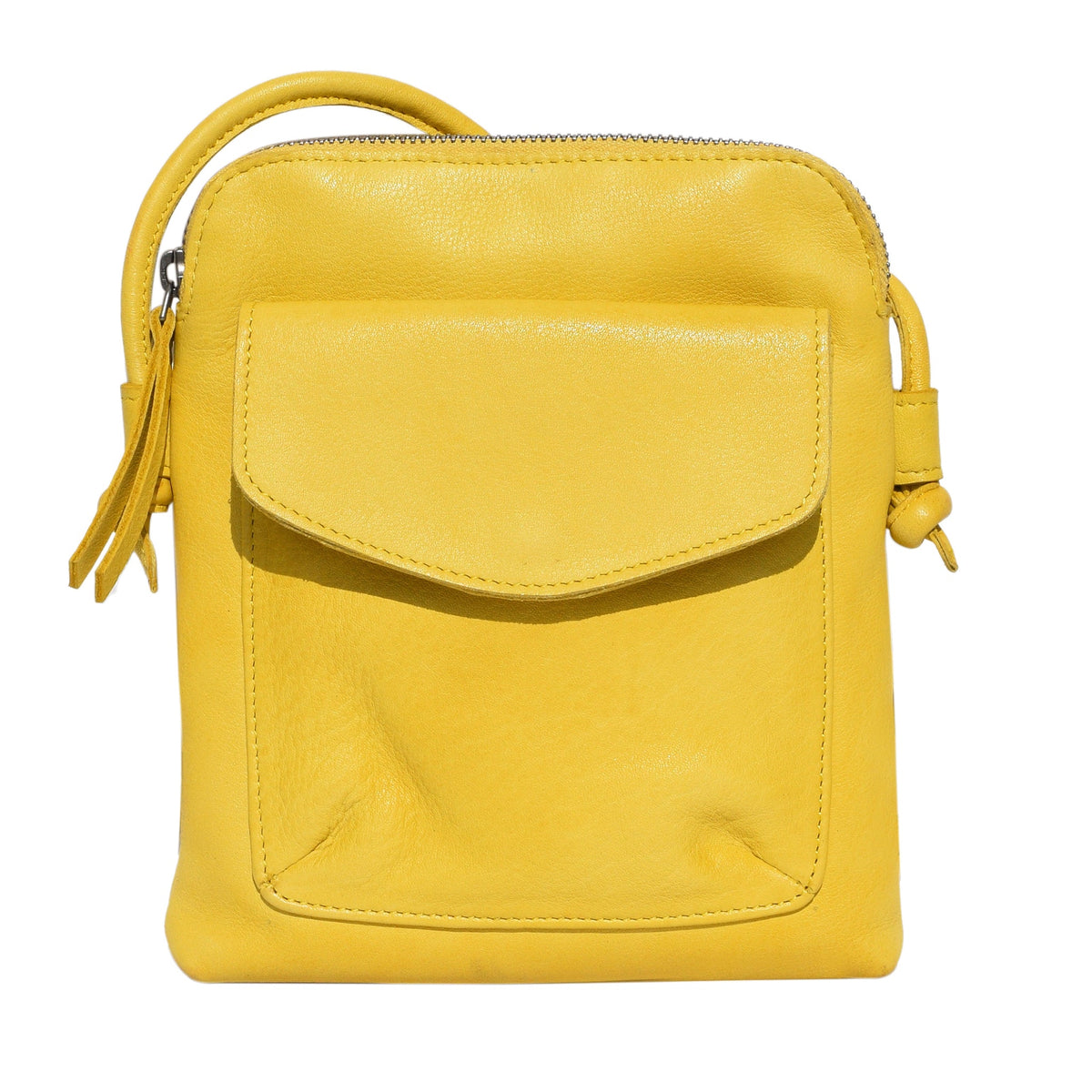Ezra Leather Crossbody Bag - Lemon
