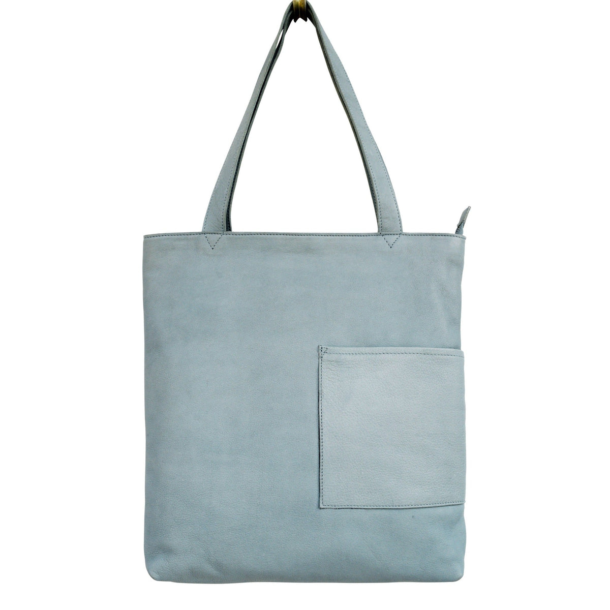 Leon Leather Tote Bag - Sky Blue