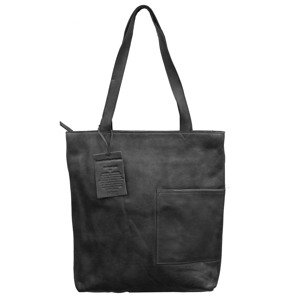 Leon Leather Tote Bag - Black
