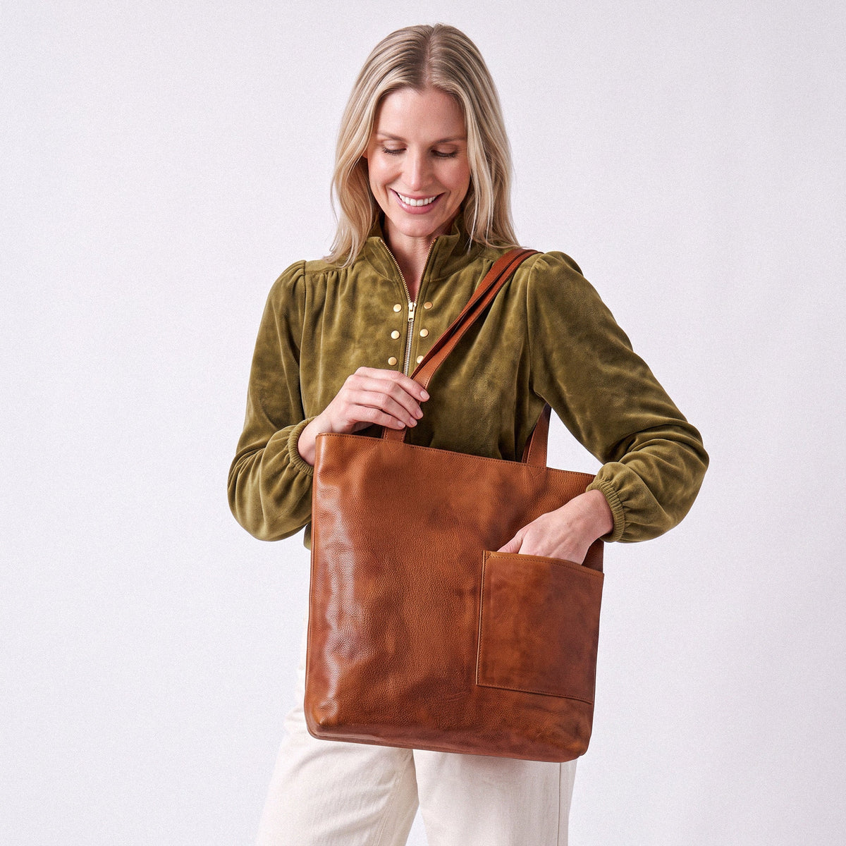 Leon Leather Tote Bag - Image 9