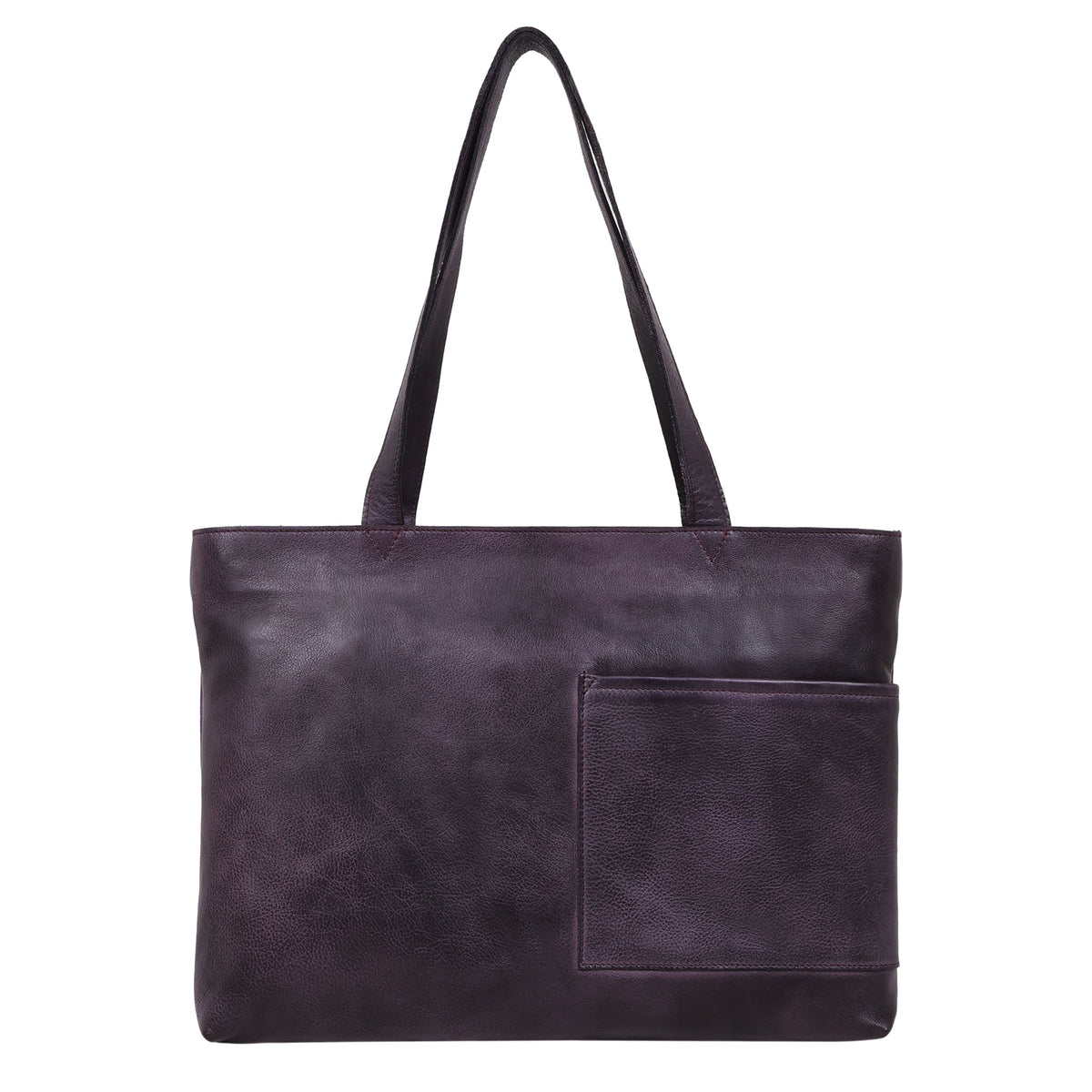Noelle Leather Tote Bag - Eggplant