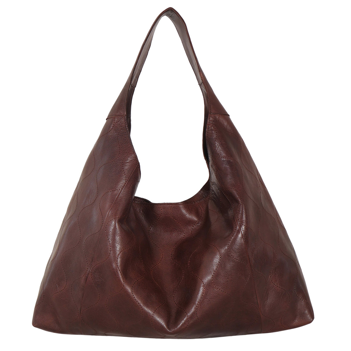 Lindsey Groovy Swirl Leather Tote Bag - Brown