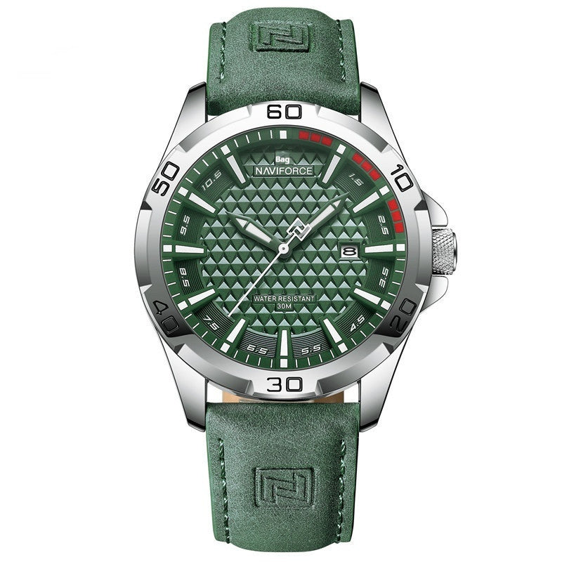 NAVIFORCE Men's Leather Strap Quartz Watch - SGNGN