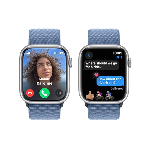 Apple Watch Series 9 (GPS+Cell) 45mm Silver Aluminum Case w/ Winter Blue Sport Loop - MRMJ3LL/A - Image 3