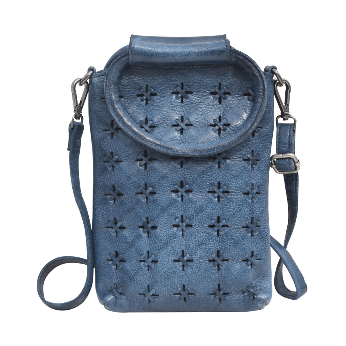 Cooper Leather Crossbody Bag - Denim