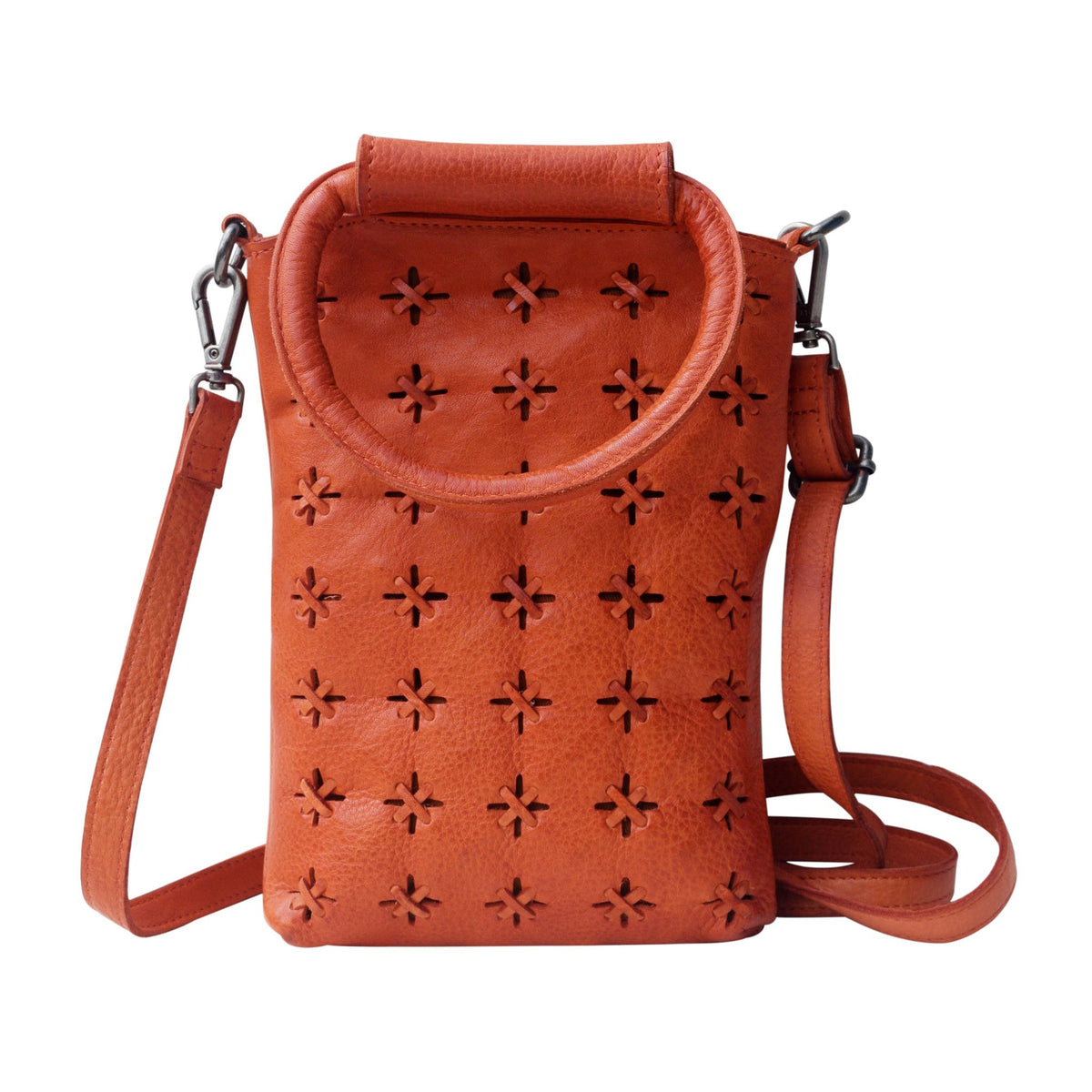 Cooper Leather Crossbody Bag - Orange