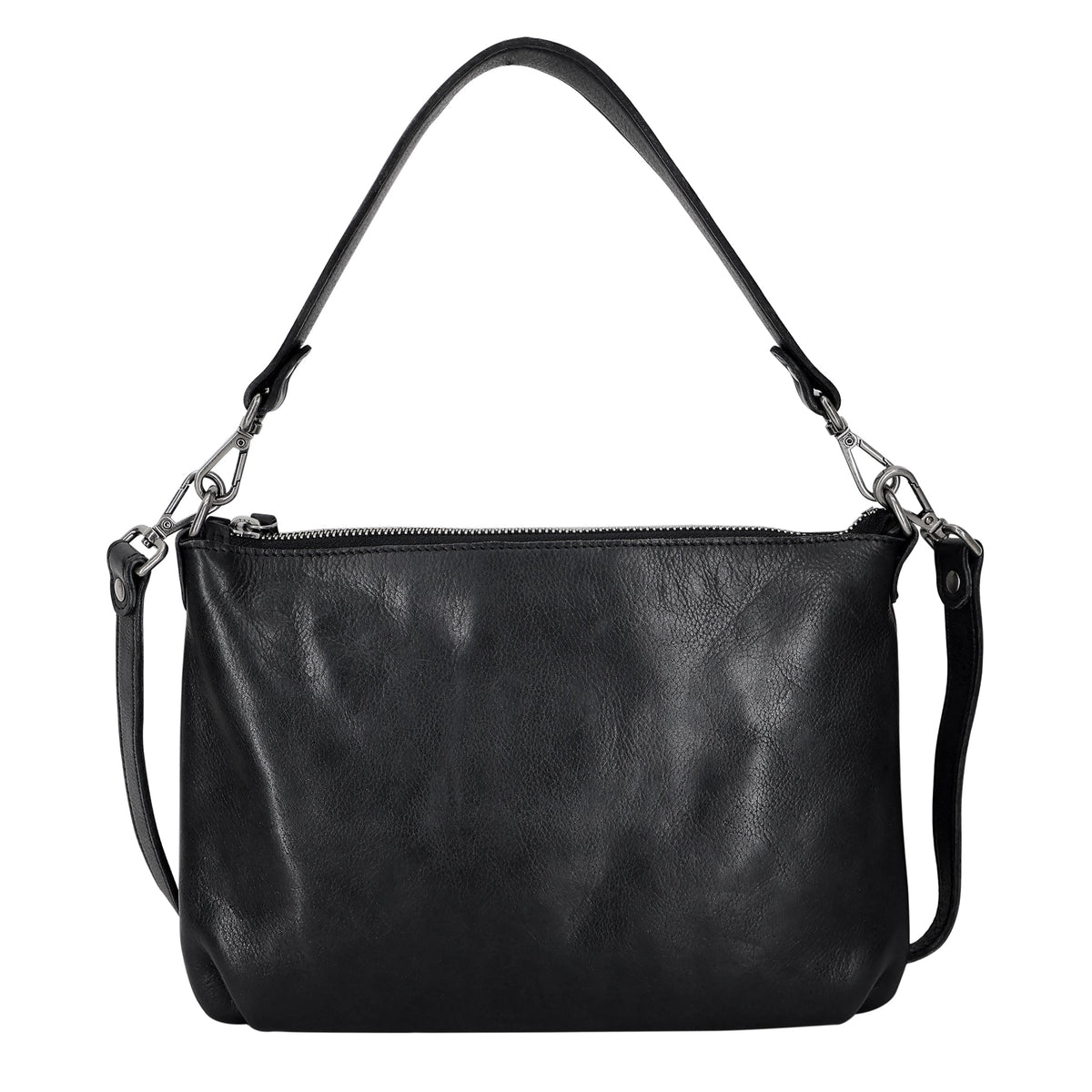 Stevie Leather Crossbody Bag - Black