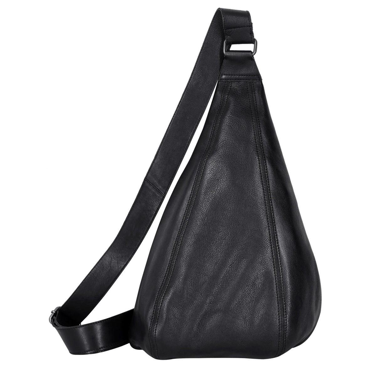 Hippie Leather Sling Bag - Black