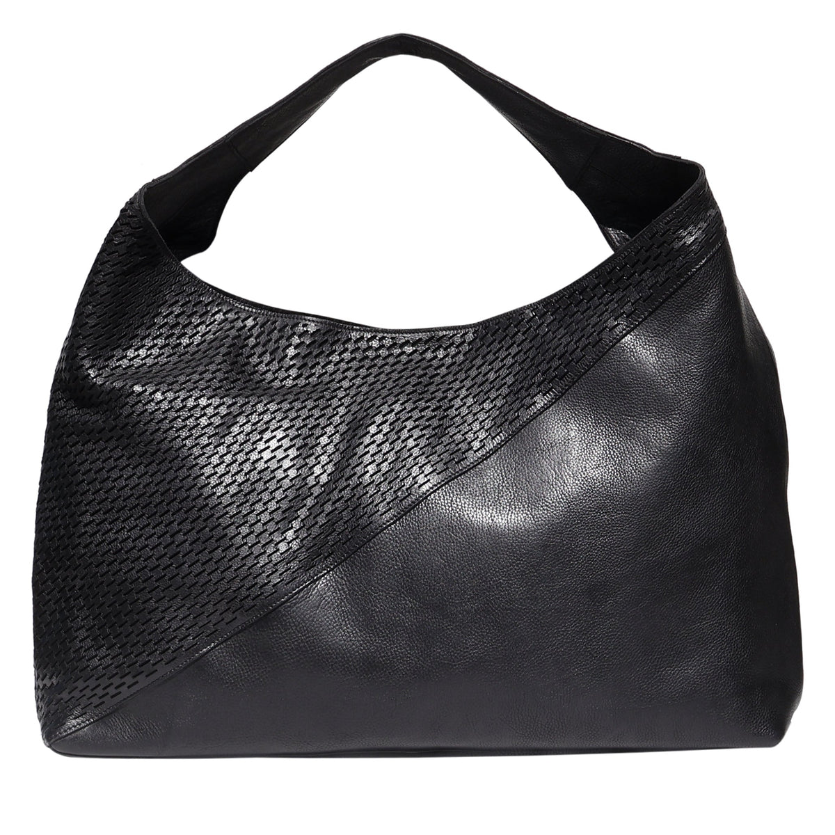 Lindsey Laser Leather Tote Bag - Black