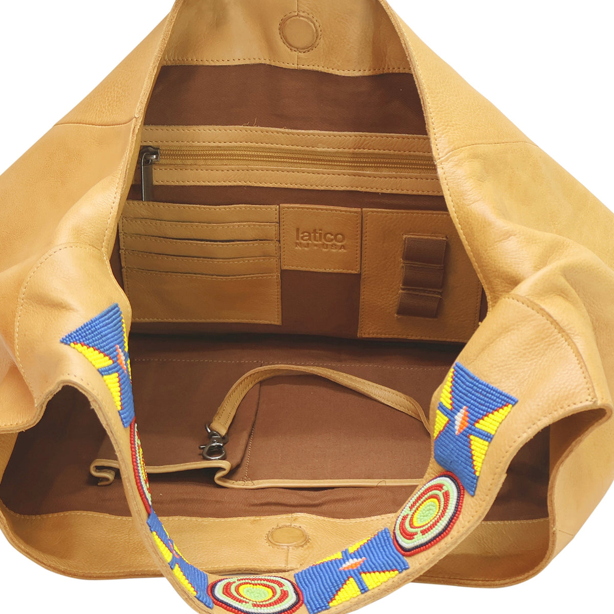 Lindsey Beaded Leather Tote Bag - Image 3