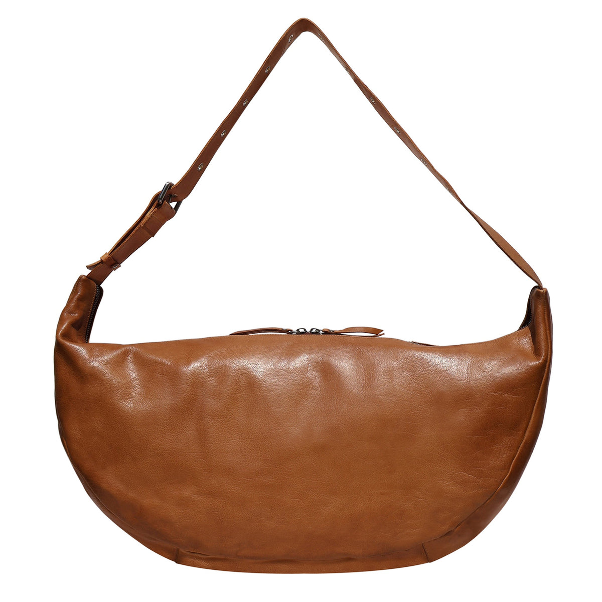Cabo Oversized Leather Sling Bag - Cognac