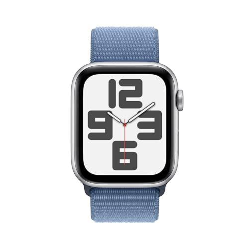 Apple Watch SE 2nd Gen GPS 44mm Silver Aluminum Case Blue Sport Loop - MREF3LL/A - Image 2