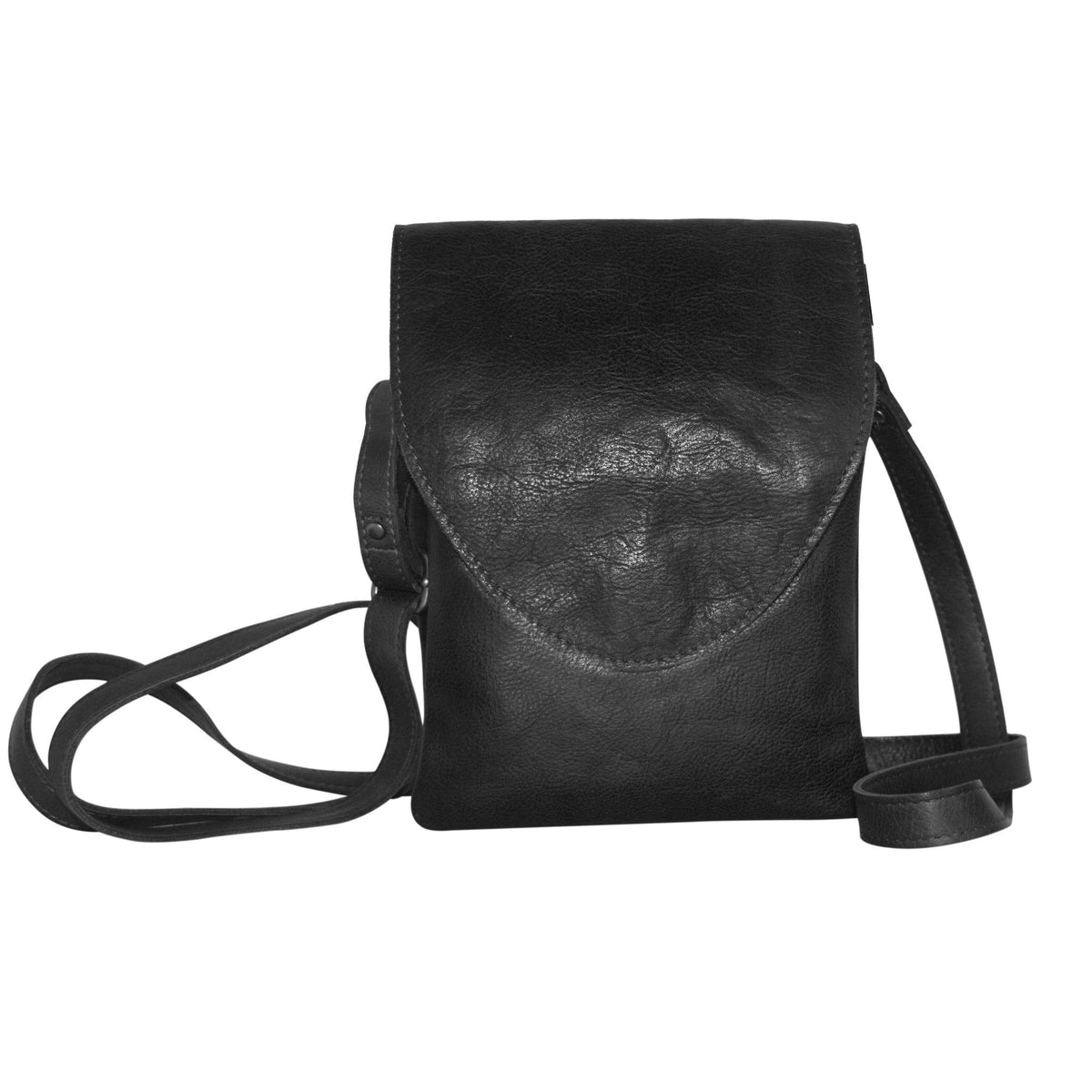 Peck Leather Crossbody Bag - Black