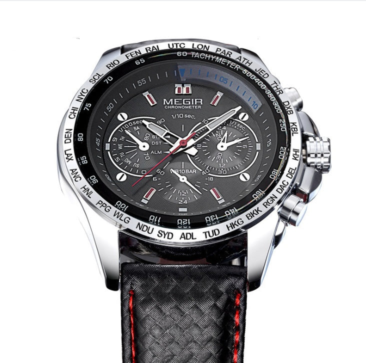 3ATM Waterproof Luxury Men's Leather Strap Quartz Watch - Image 3