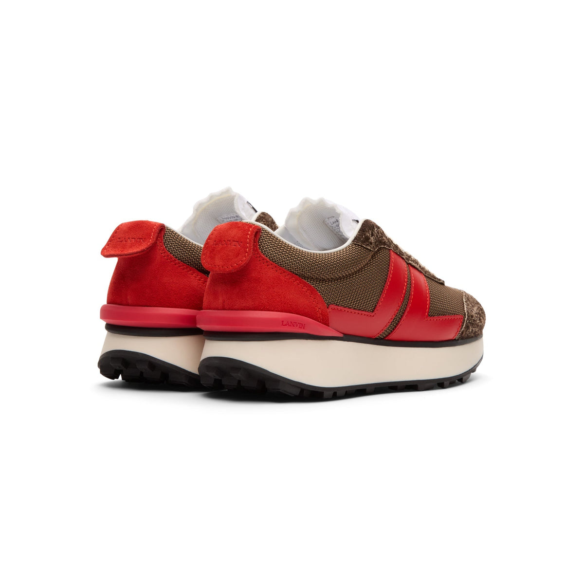 Lanvin Bumpr Mesh Sneakers (Brown/Red) - Image 4