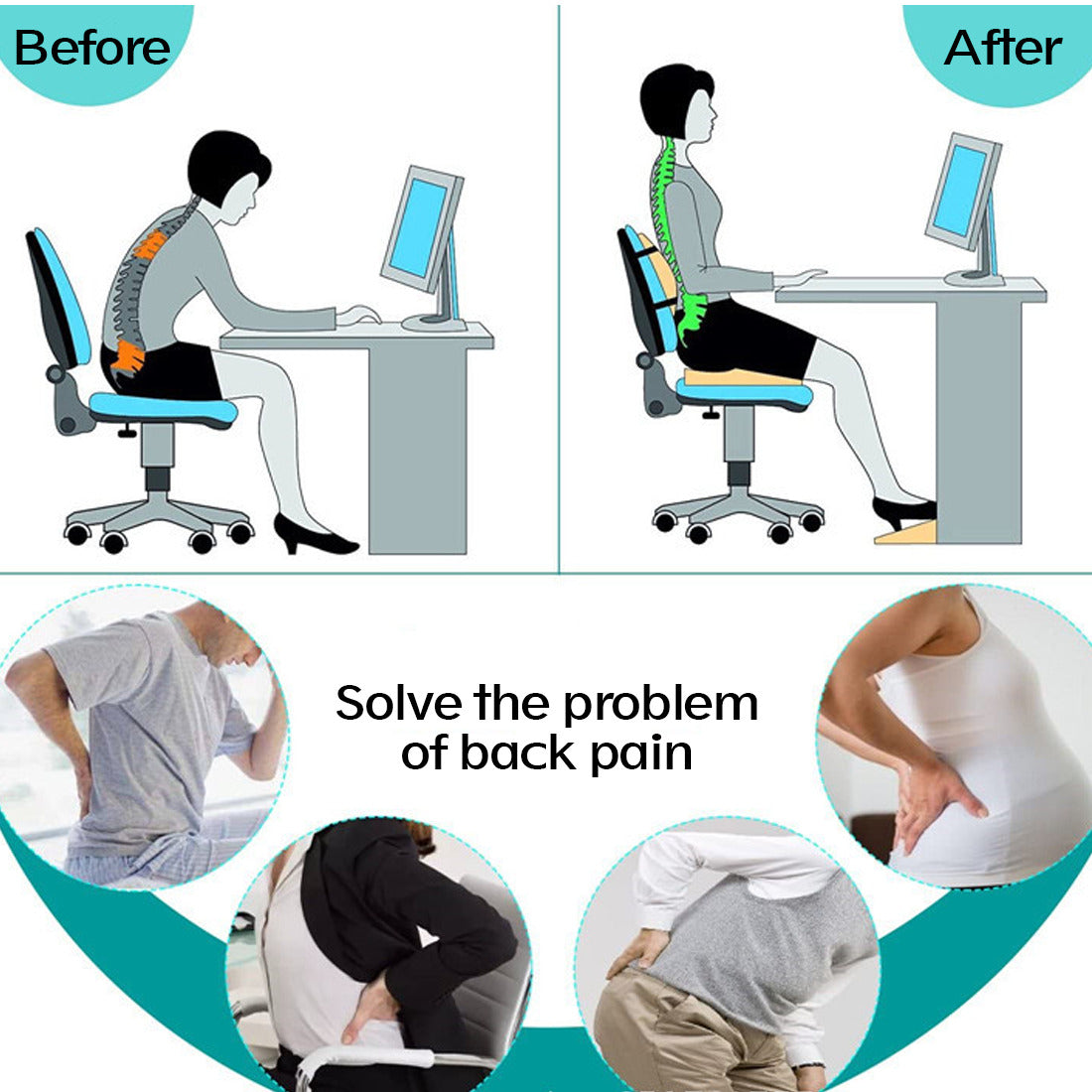 Memory Foam Lumbar Support Cushion - Image 2