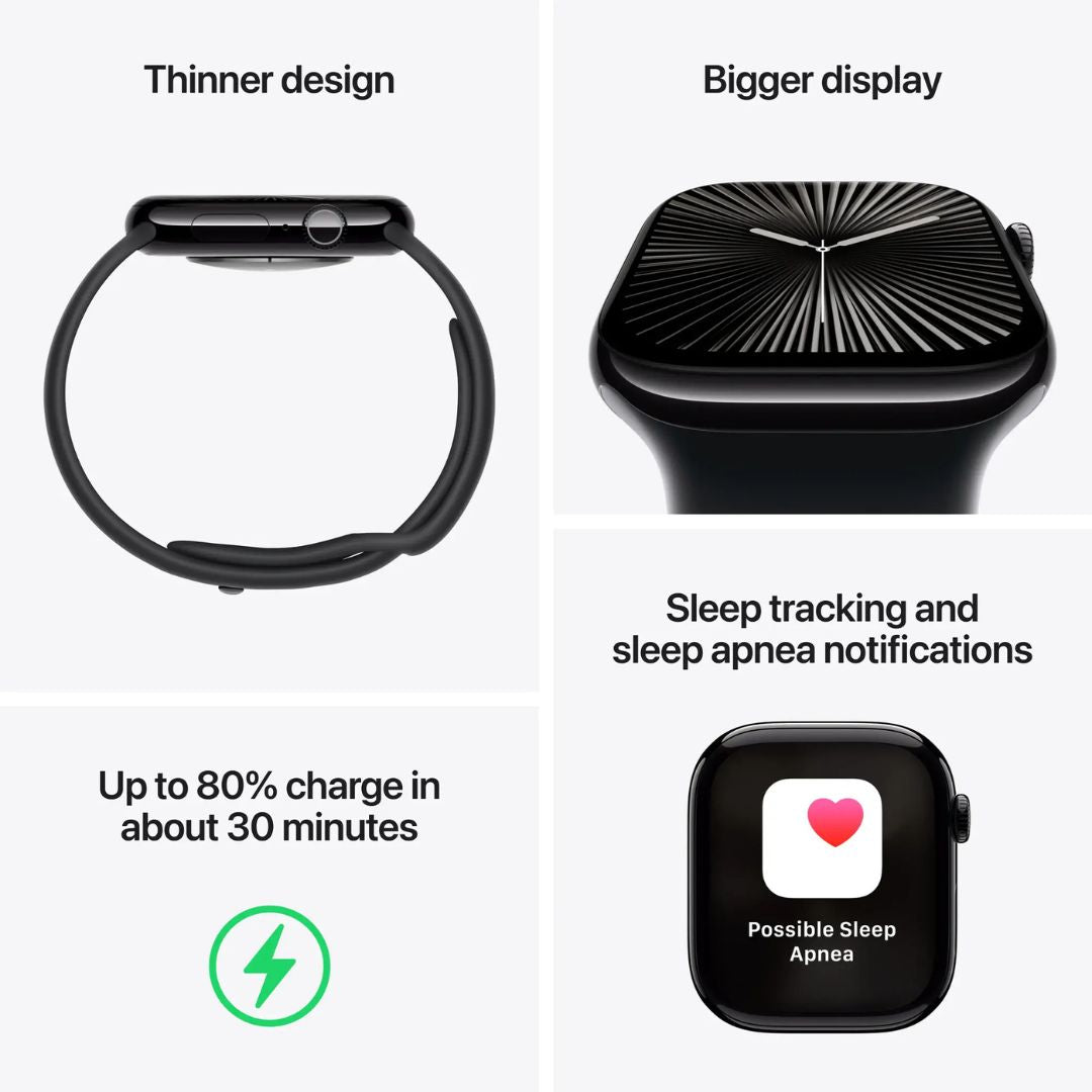 Apple Watch Series 10 GPS + Cellular 46mm Aluminum Case with Black Sport Band - MWY43LW/A - Image 3
