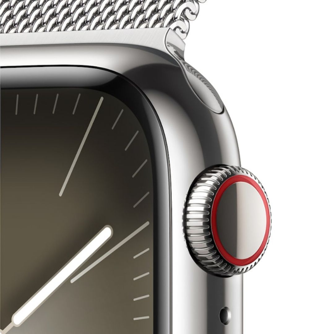 Apple Watch Series 9 (GPS + Cellular) 41mm Silver Stainless Steel Case w/ Silver Milanese Loop – MRJ43LW/A - Image 3