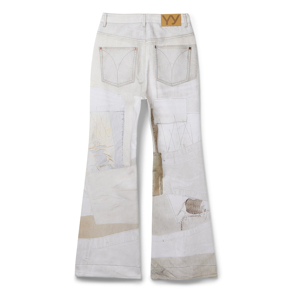 OPEN YY Patchwork Effect Loose Bootcut (Beige) - Image 2
