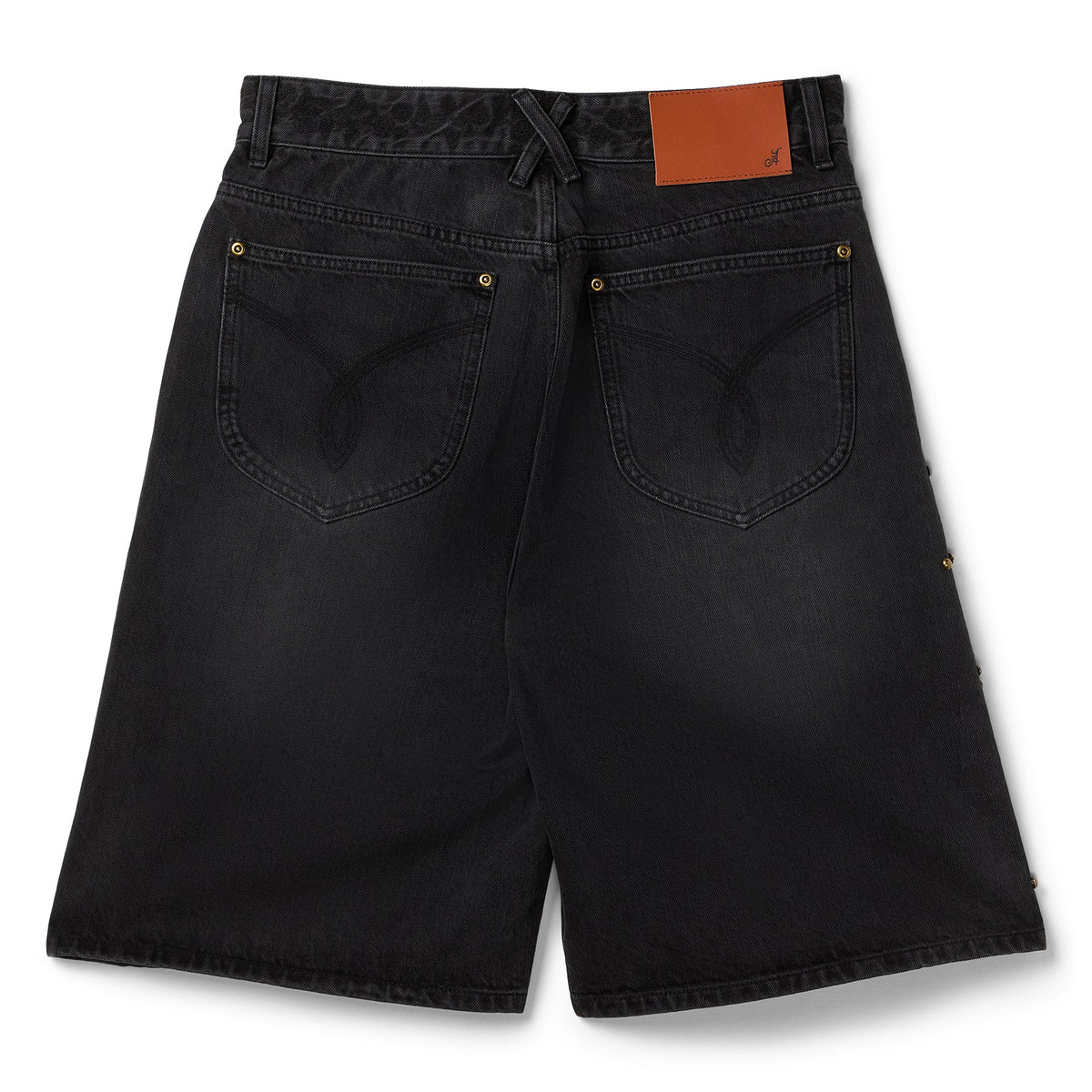 Adidem Asterisks Studded Denim Shorts (Black) - Image 2