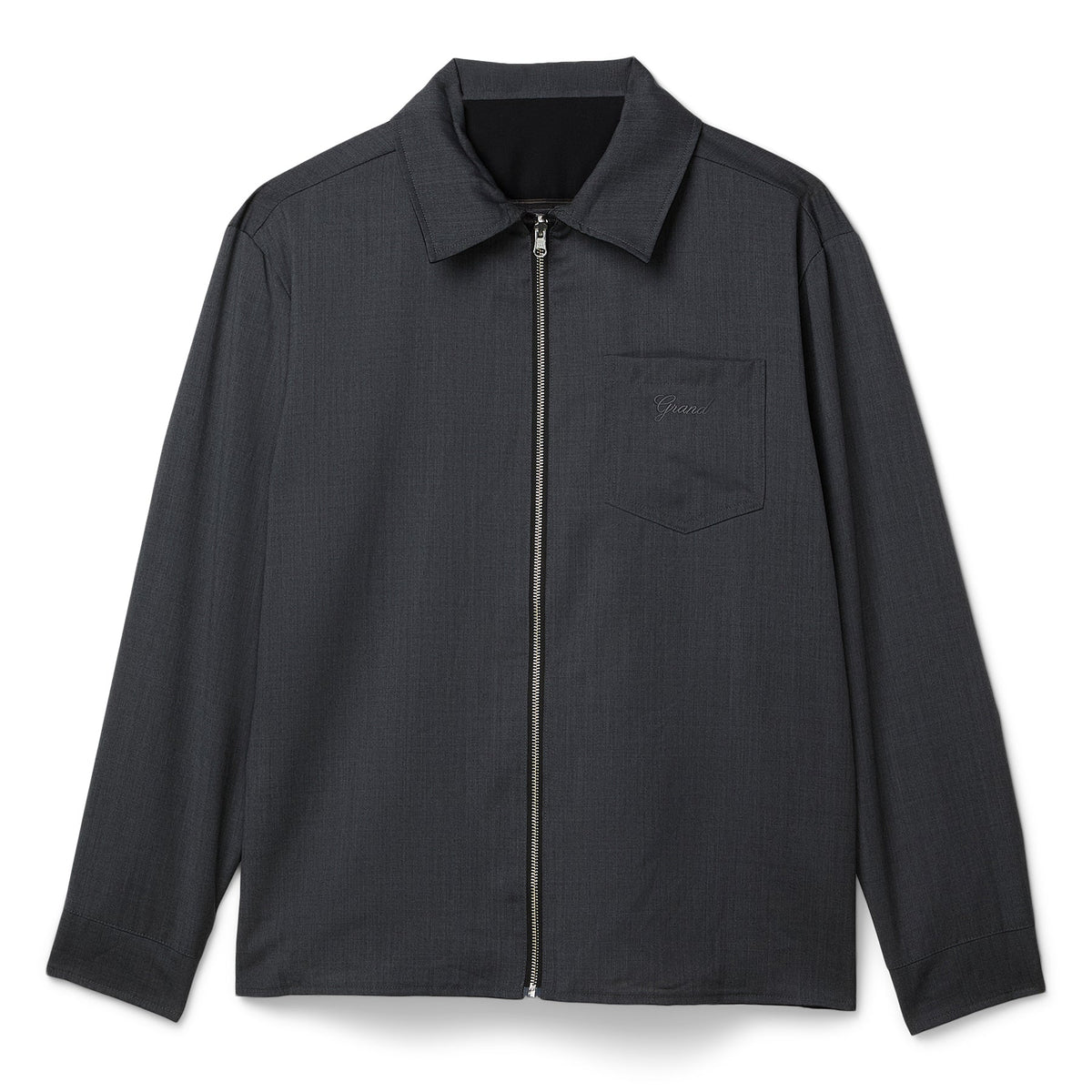 Grand Collection Reversible Wool Overshirt (Charcoal/Black) - Image 3