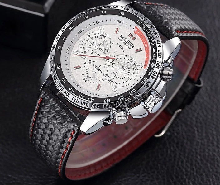 3ATM Waterproof Luxury Men's Leather Strap Quartz Watch - Image 6