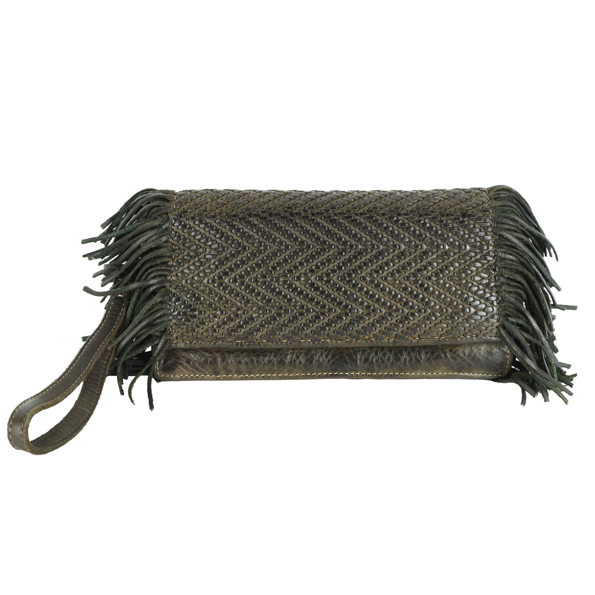 Glory Leather Clutch - Olive