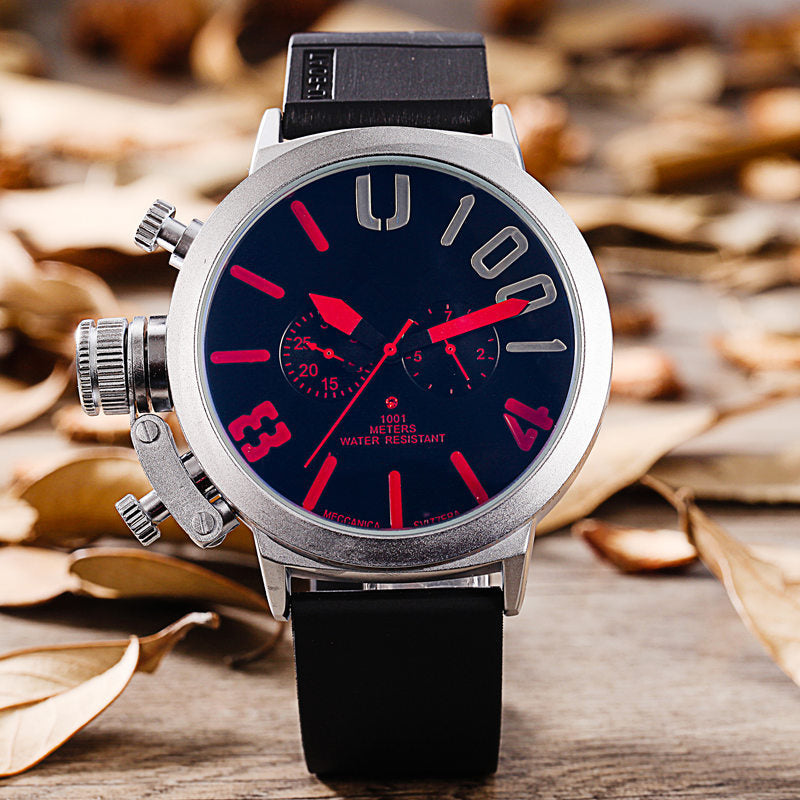 Self-Winding Stainless Steel Wristwatch - Red