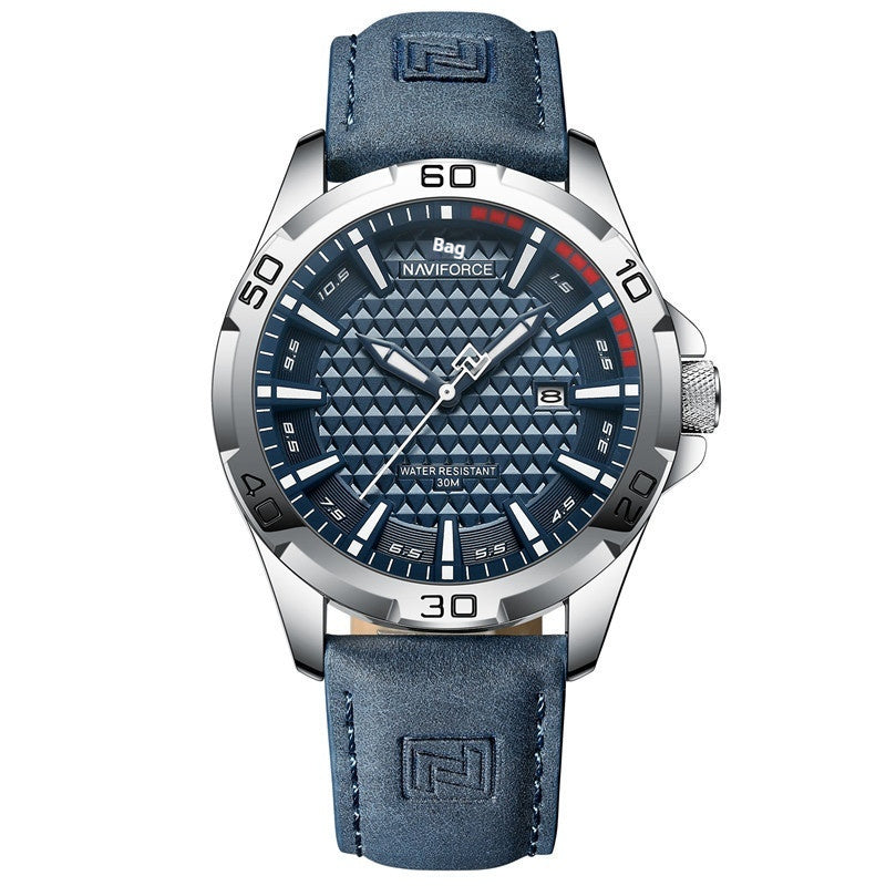 NAVIFORCE Men's Leather Strap Quartz Watch - SBEBE
