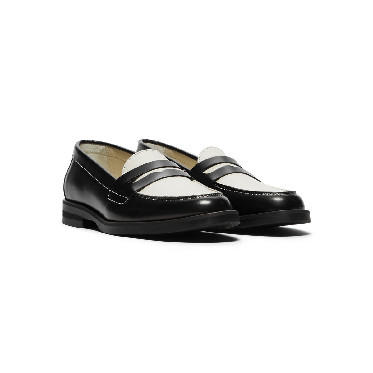 DUKE + DEXTER Wilde Black White Penny Loafer Womens (Black/White) - Image 3