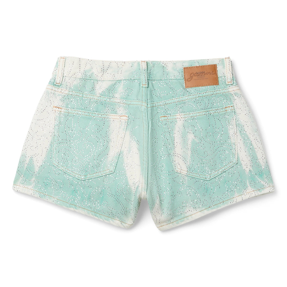 GANNI Overdyed Heavy Denim Shorts (Brook Green) - Image 2