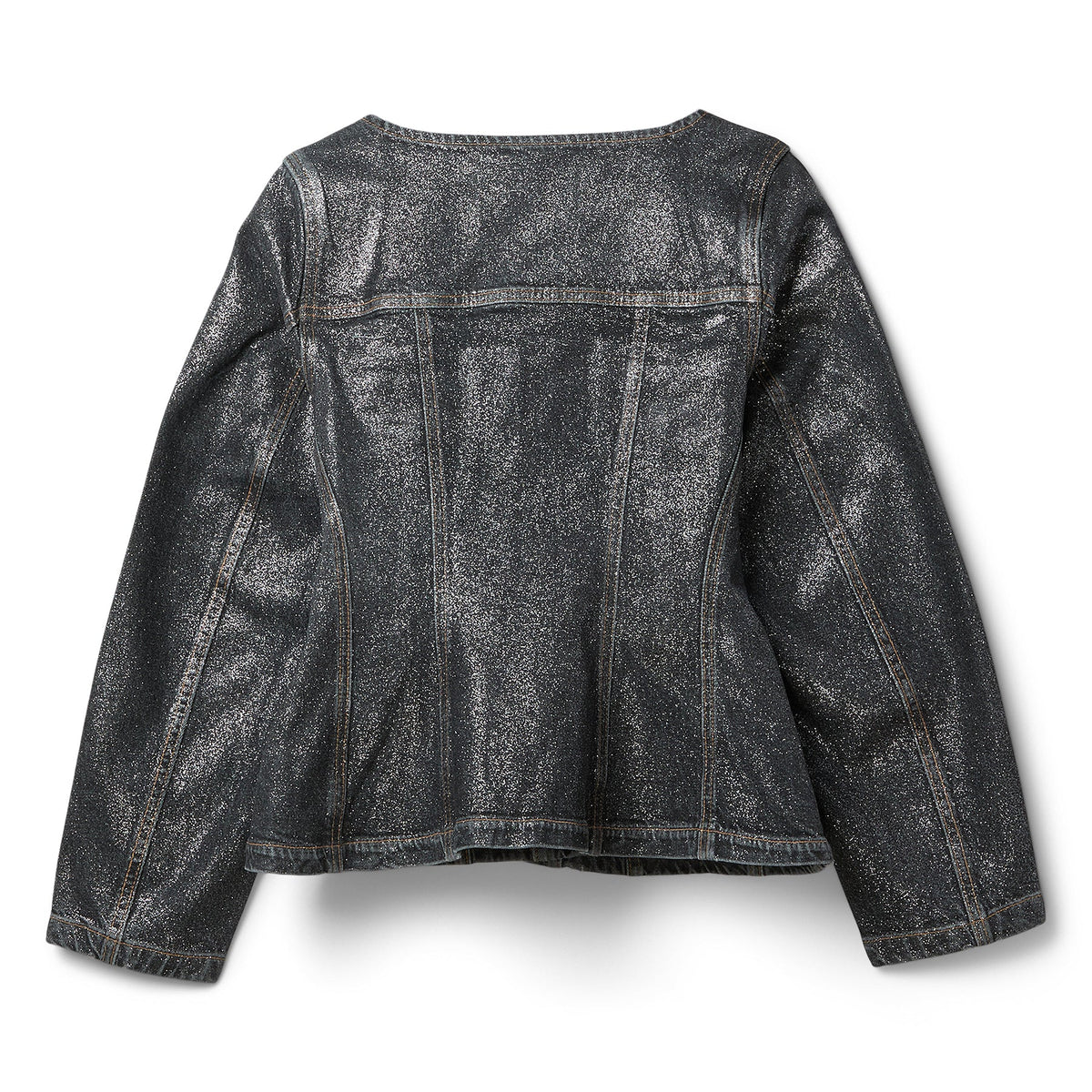 GANNI Shimmery Foil Denim Fitted Blazer (Washed Black/Black) - Image 2