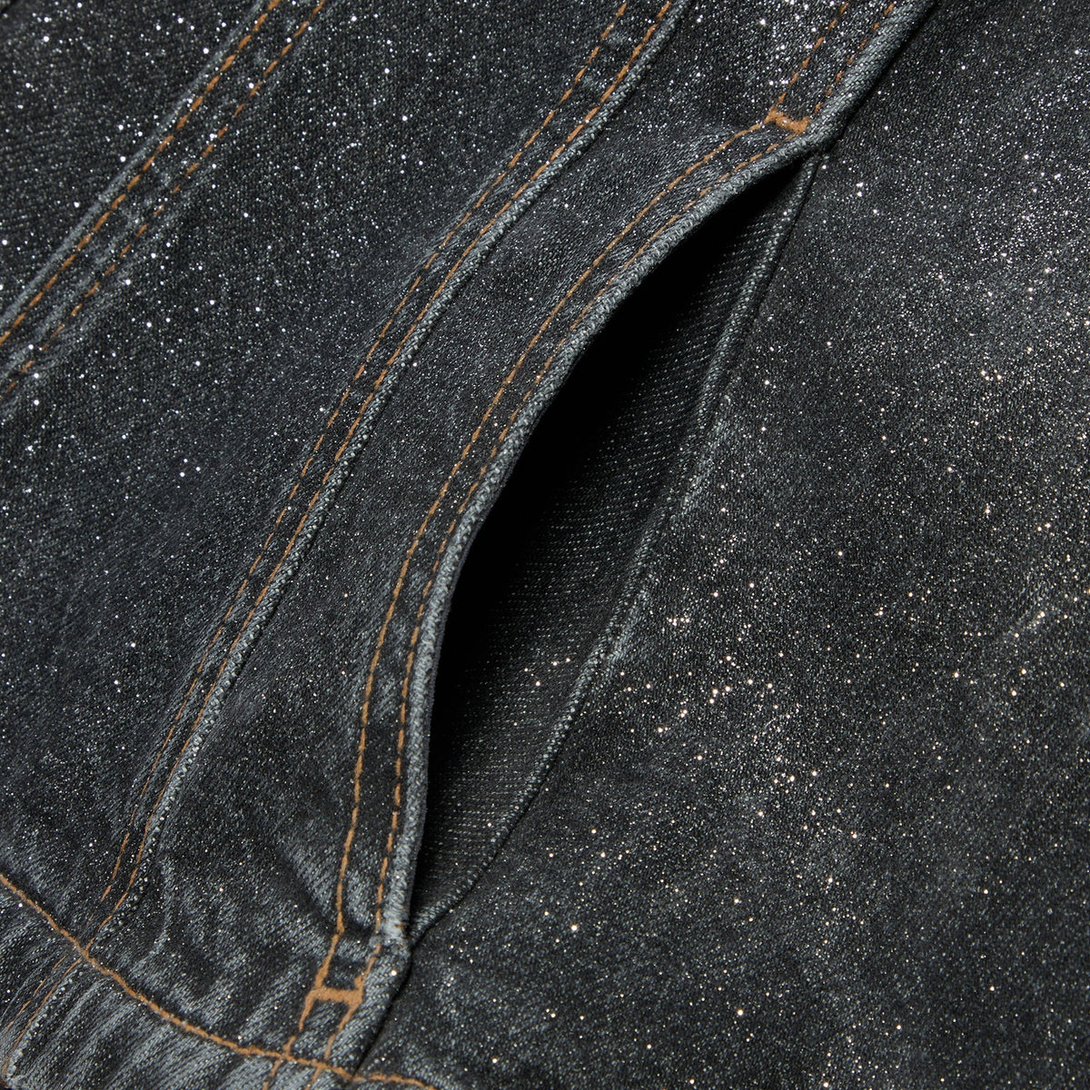 GANNI Shimmery Foil Denim Fitted Blazer (Washed Black/Black) - Image 4