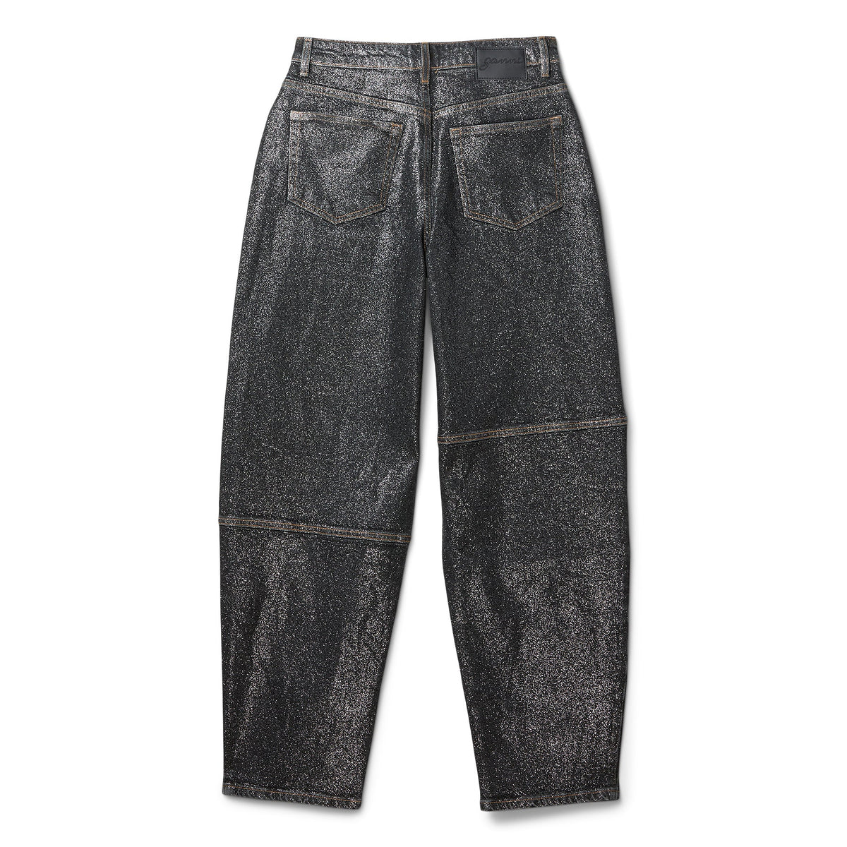 GANNI Shimmery Foil Denim Stary (Washed Black/Black) - Image 2