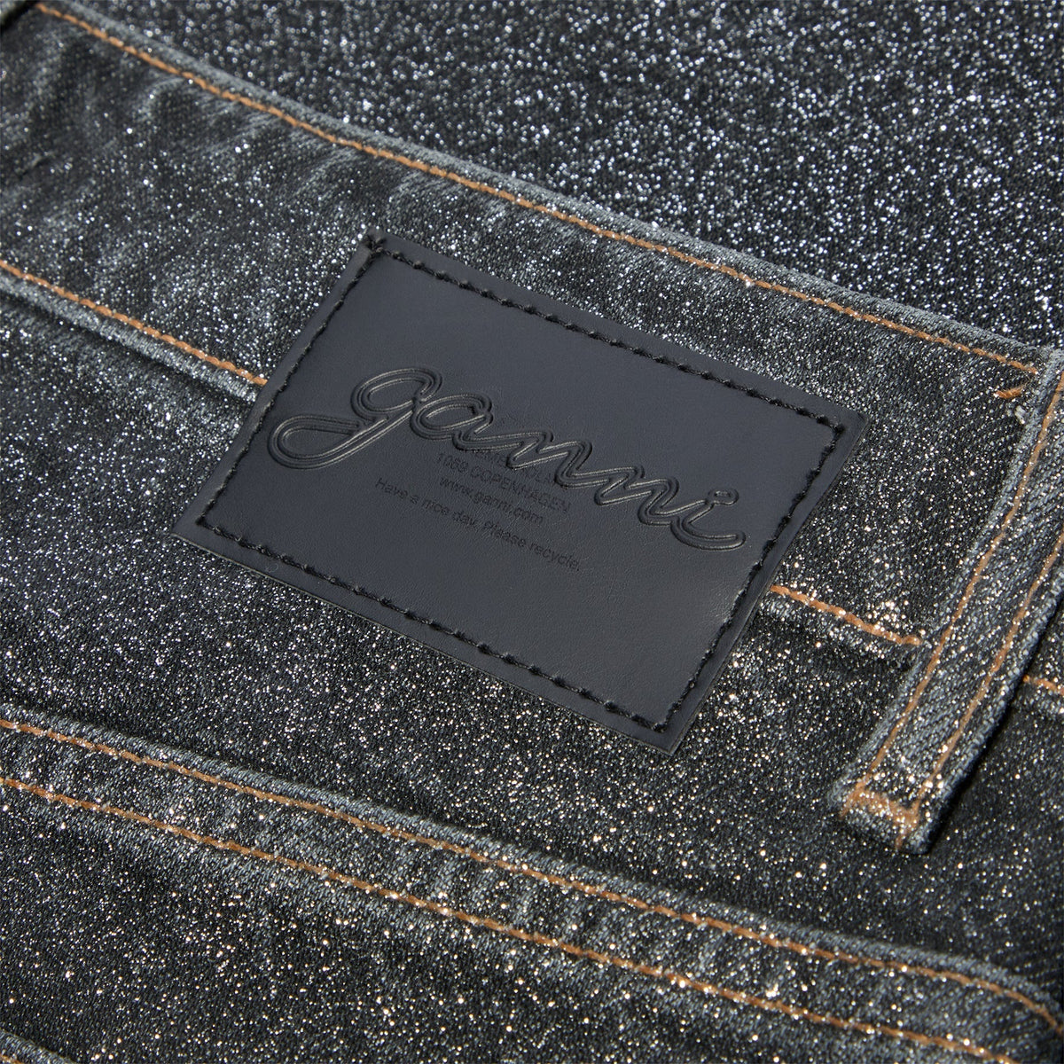 GANNI Shimmery Foil Denim Stary (Washed Black/Black) - Image 4