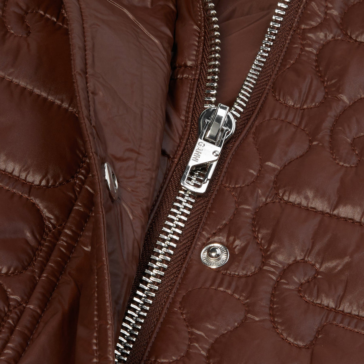 GANNI Shiny Quilt Midi Jacket (Chicory Coffee) - Image 3