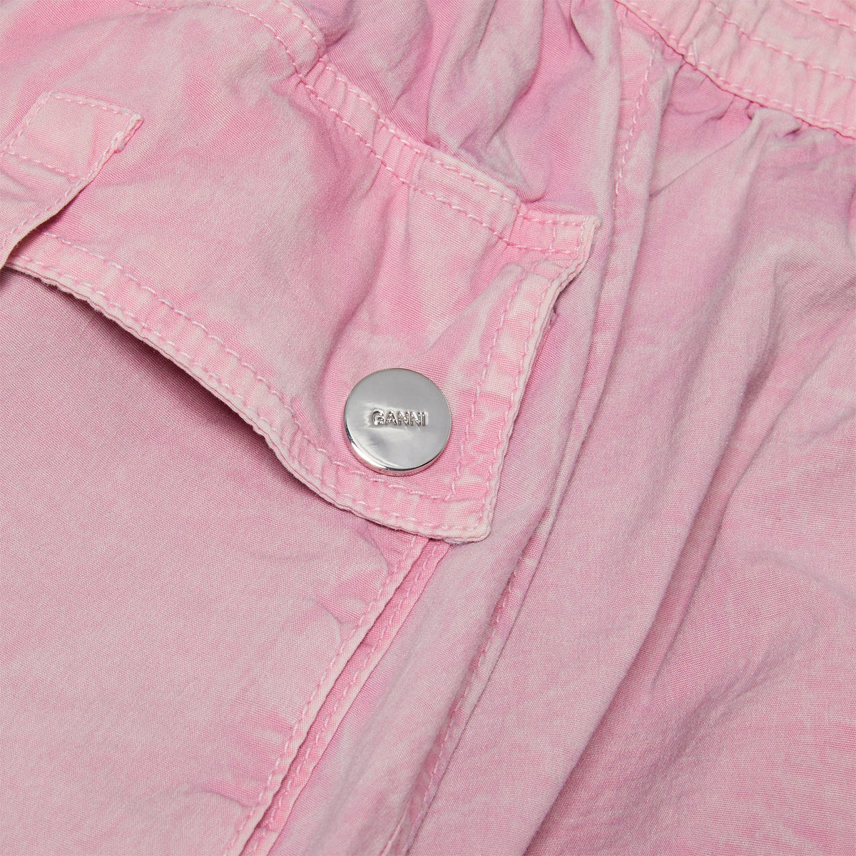 GANNI Washed Stretch Cotton Mini Bubble Skirt (Bleached Mauve) - Image 3