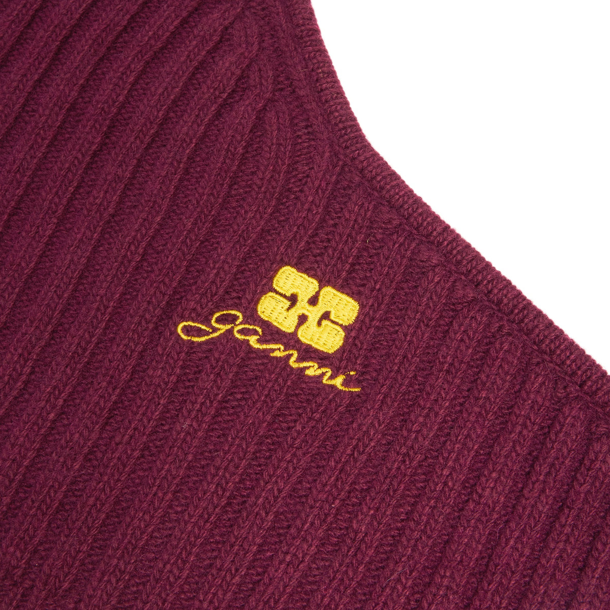 GANNI Wool Mix Knit Balaclava (Burgundy) - Image 3