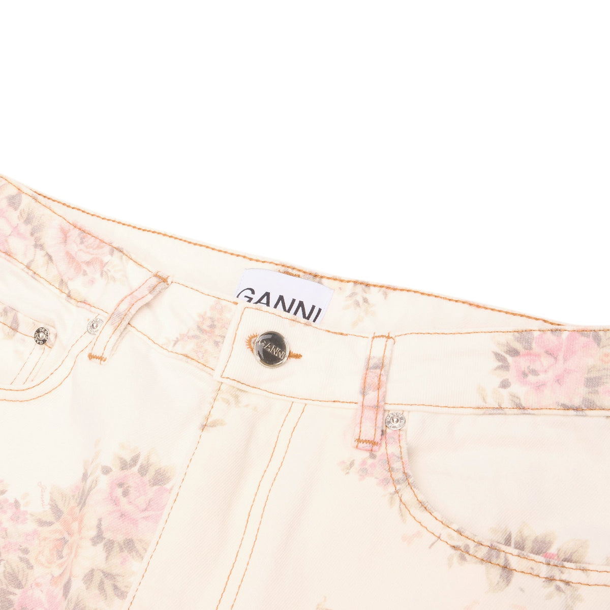 GANNI Floral Printed Stary Jeans (Egret) - Image 3