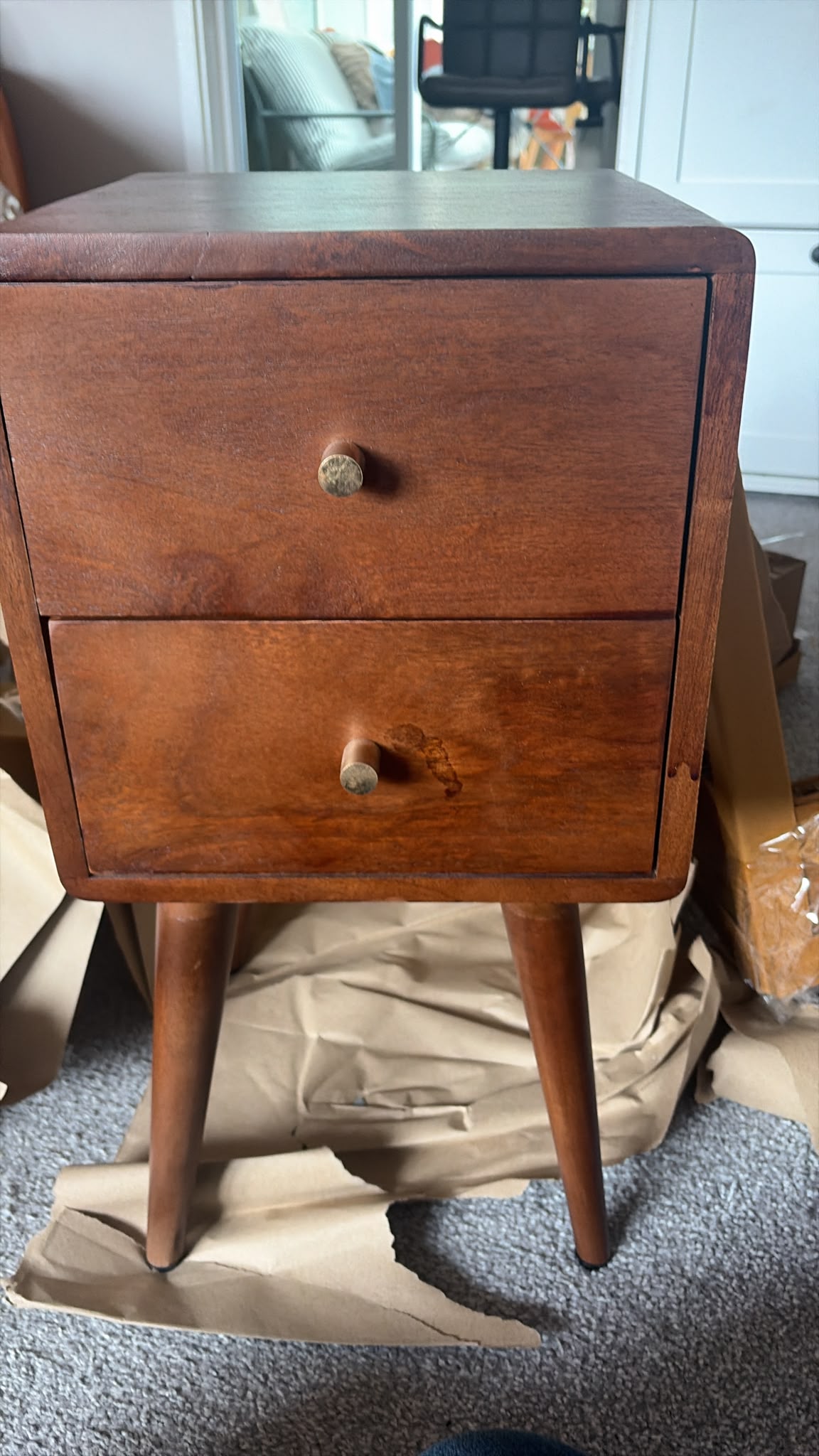 Scandinavian Walnut Logan Narrow Bedside Table (Damaged) - Image 4